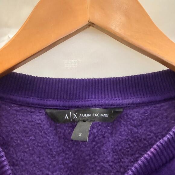 Armani Exchange Purple Heart Logo Sweatshirt Small Lounge Cozy Warm Winter Fall - Picture 6 of 6